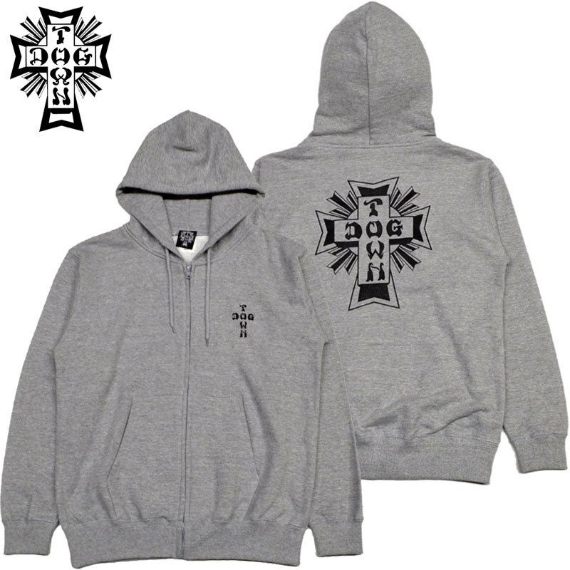 ドッグタウン DOGTOWN CROSS LOGO ZIP HOODIE(GRAY/BLACK) | 大阪