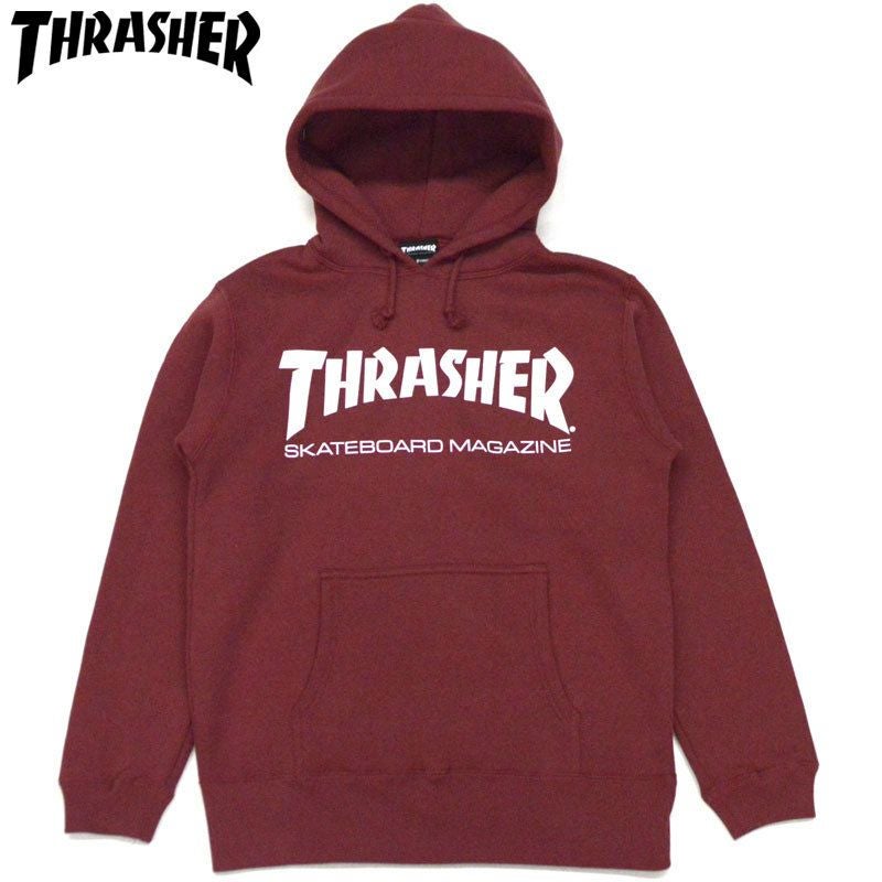 スラッシャー THRASHER MAG LOGO HOODED SWEAT(BURGUNDY WHITE) | 大阪