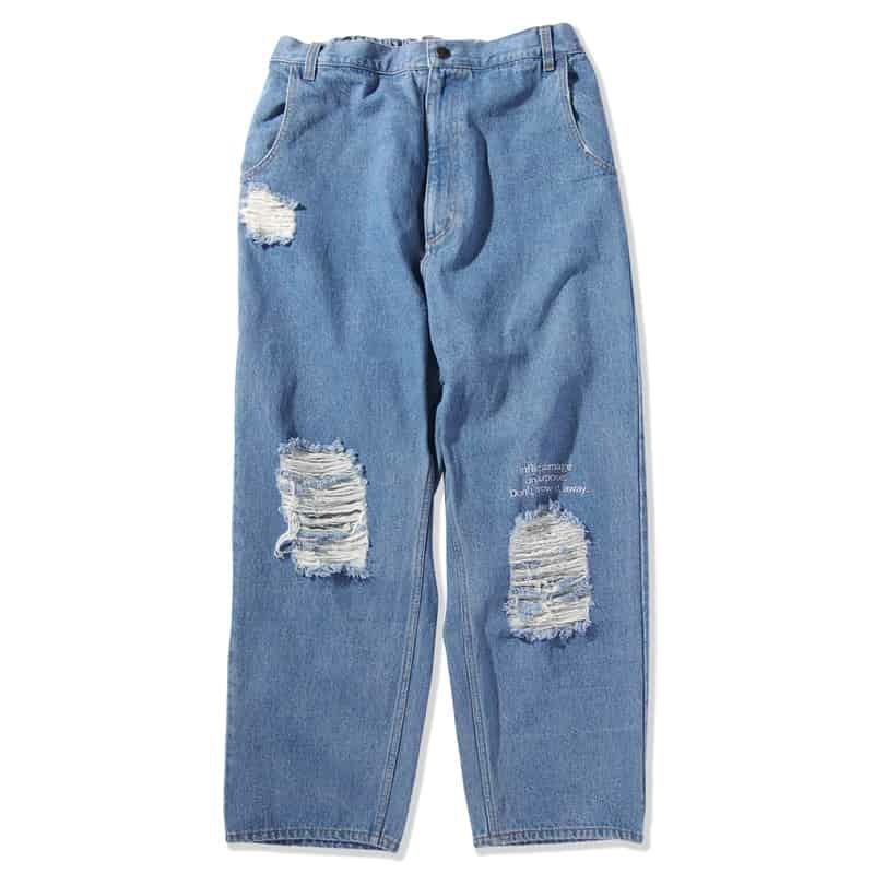 パンクドランカーズ PUNK DRUNKERS わざとダメージデニムパンツ(L.BLUE