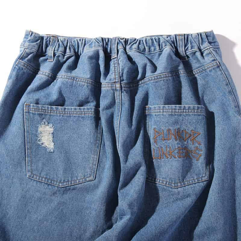 パンクドランカーズ PUNK DRUNKERS わざとダメージデニムパンツ(L.BLUE