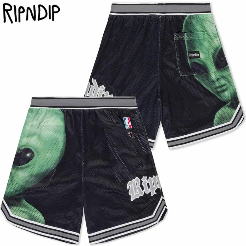 Ripndip エイリアン バスケットボールパンツ リップンディップ RIPNDIP WE COME IN PEACE BASKETBALL SHORTS(BLACK