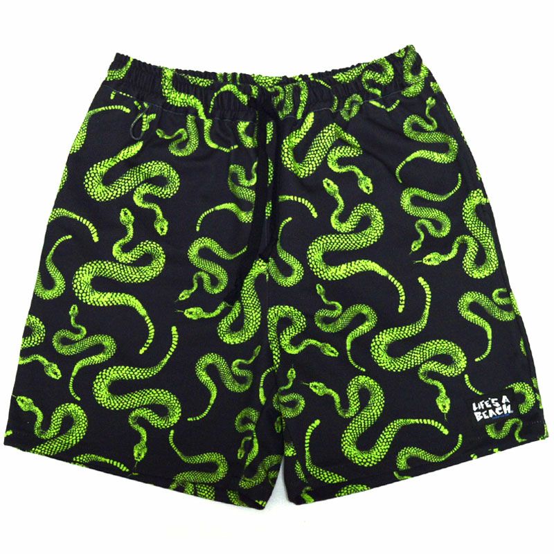 ライフズアビーチ Life's A Beach ELASTIC SHORTS SNAKE(BLACK/GREEN