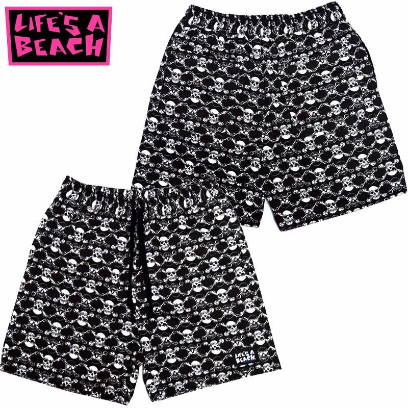 ライフズアビーチ Life's A Beach ELASTIC SHORTS SKULL(BLACK/WHITE