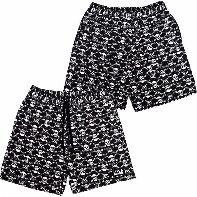 ライフズアビーチ Life's A Beach ELASTIC SHORTS SKULL(BLACK/WHITE