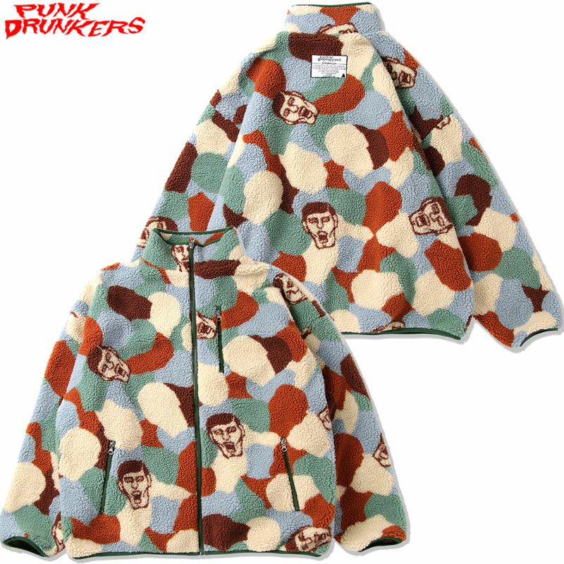 パンクドランカーズ PUNK DRUNKERS あいつ迷彩ボアフリースJKT (CAMO