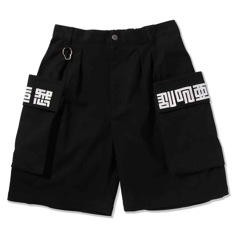 パンクドランカーズ PUNK DRUNKERS 四角ロゴカーゴショーツ(BLACK
