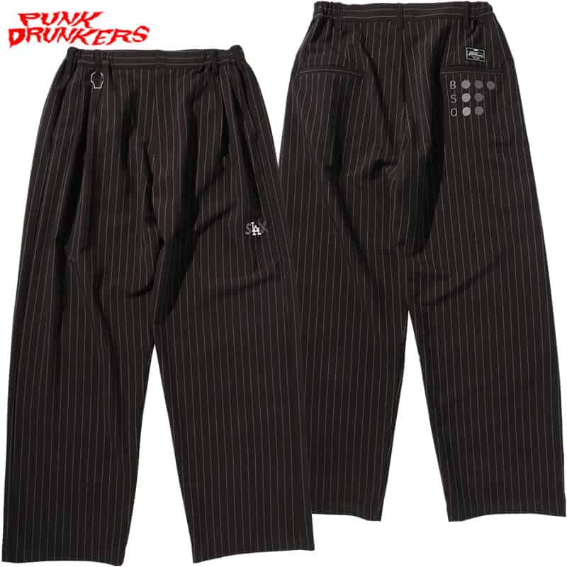 パンクドランカーズ PUNK DRUNKERS ストライプSLAXパンツ(BROWN