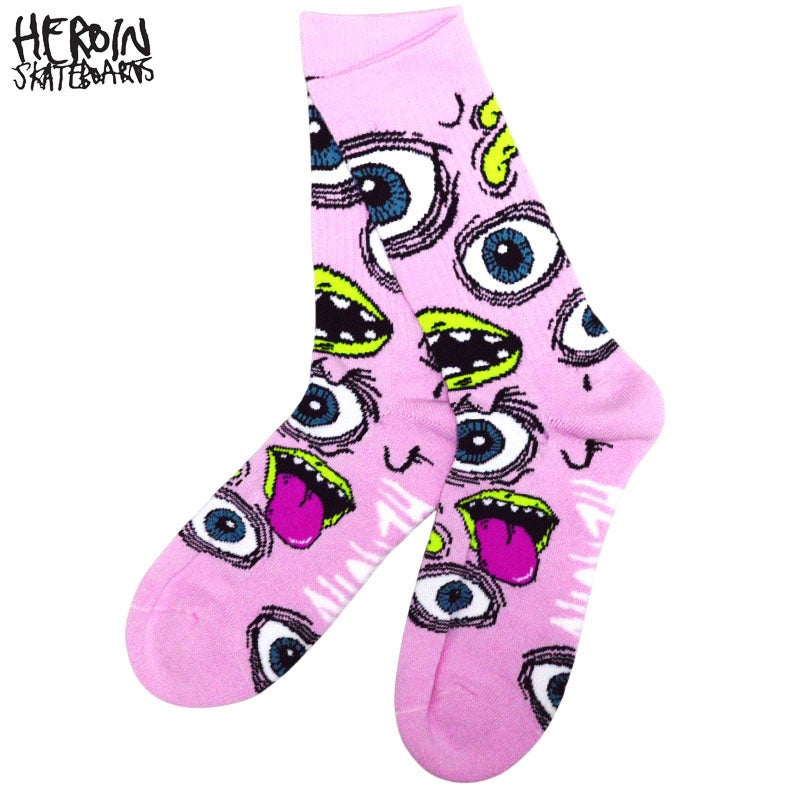 ヘロインスケートボード HEROIN SKATEBOARDS MUTANT PINK SOCKS(PINK