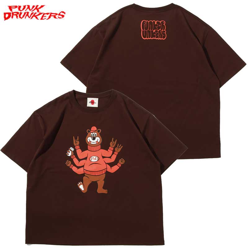 パンクドランカーズ PUNK DRUNKERS 阿修羅くまちゃんBOX.TEE(D.BROWN