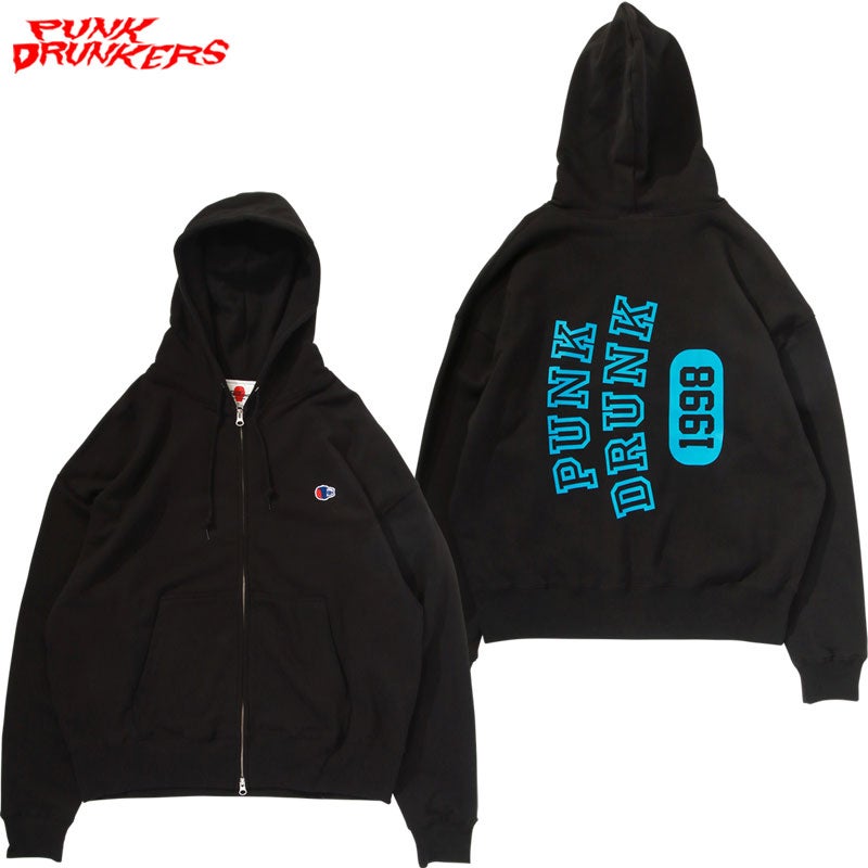 パンクドランカーズ PUNK DRUNKERS 横向きZIPパーカー(BLACK) | 大阪
