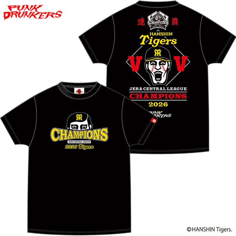 【パンクドランカーズ】【阪神タイガース】優勝記念 ロンT 長袖 Tシャツ 黒XL パンクドランカーズ PUNK DRUNKERS [PDSx阪神タイガース]2026リーグ
